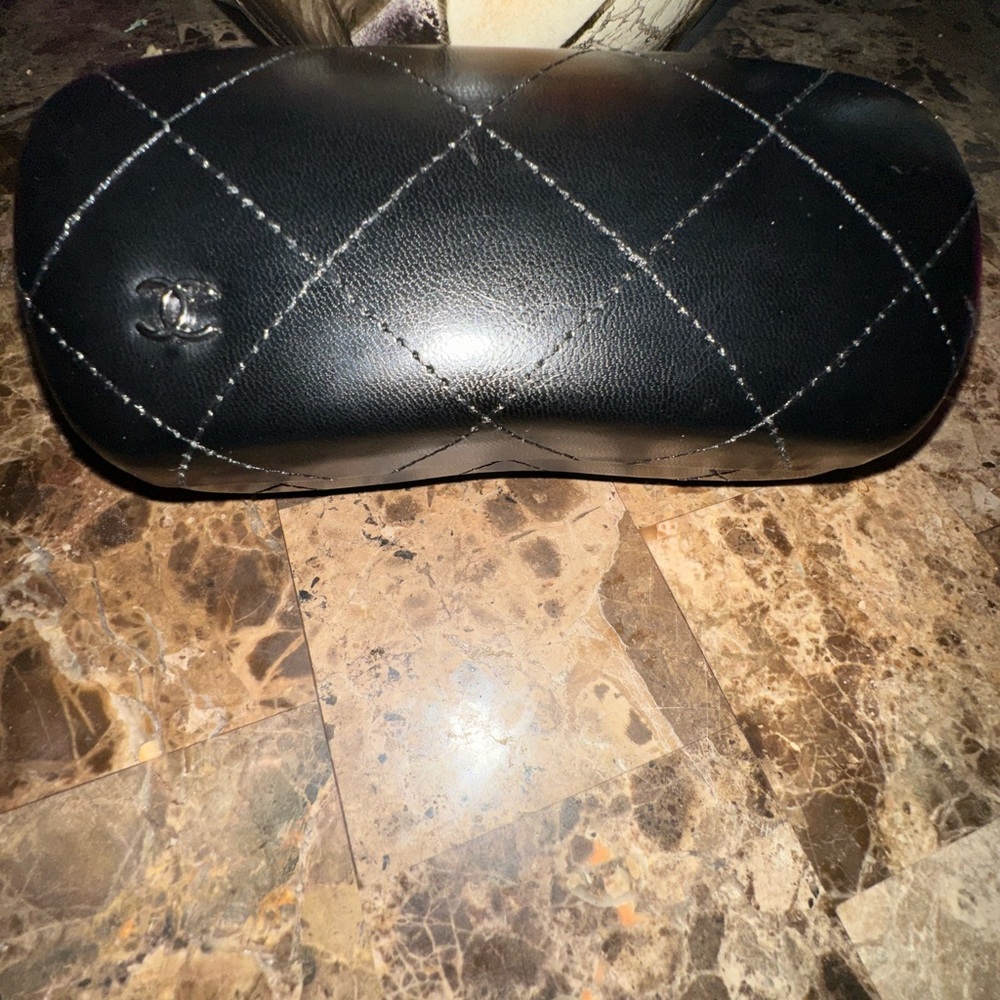 CHANEL Black Quilted Eyewear Case
